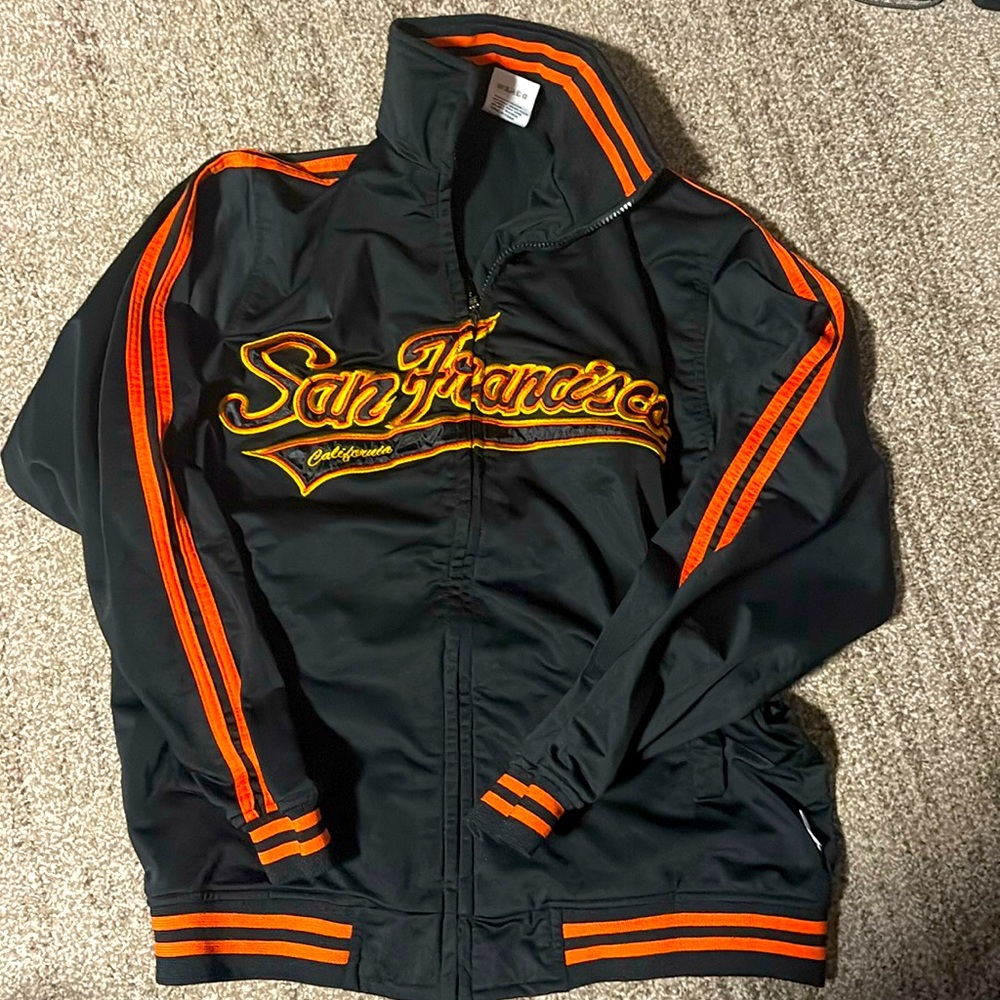 San Francisco L black and orange stripes jacket fleece preowned by GoGo sports